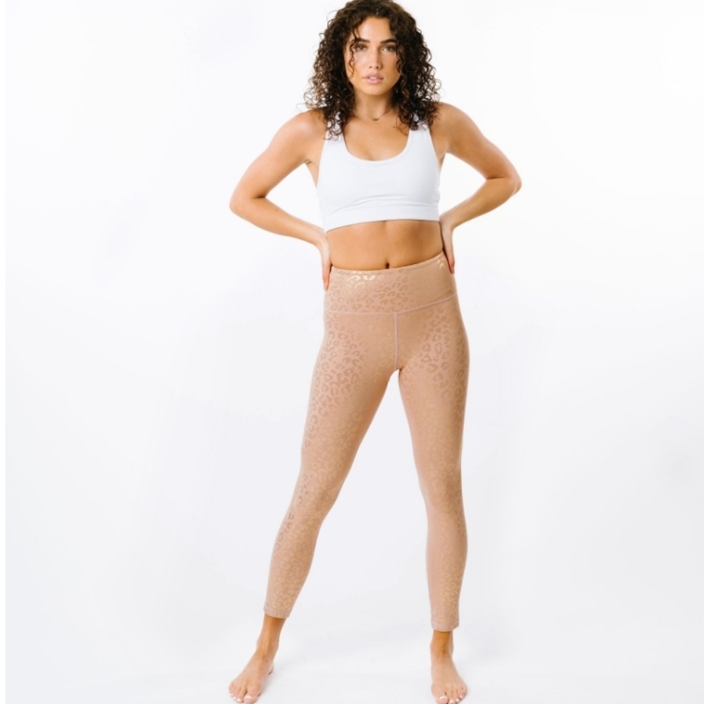 ZYIA Gold Leopard Light n' Tight Hi-Rise (7/8) -Women's Size 2